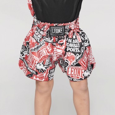LEONE KIDS patch SHORTS KICK BOXING-red